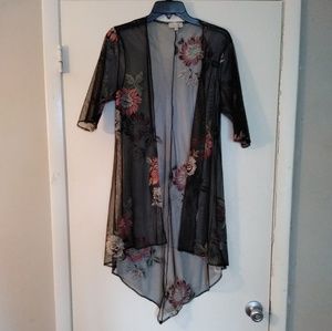 Chenault Robe Kimono Jacket Lotus Floral Embroider